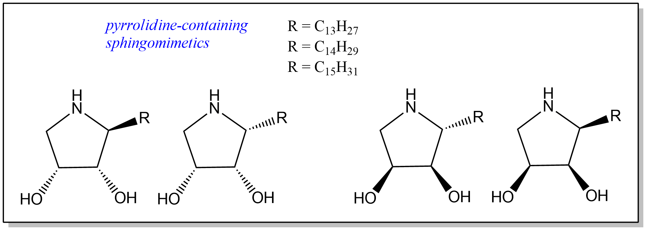 Chemical structures of pyrrolidine-containing sphingomimetics